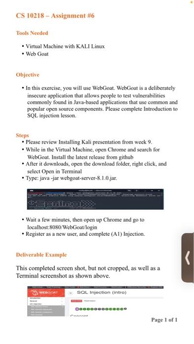 CS 10218 - Assignment #6 Tools Needed • Virtual | Chegg.com