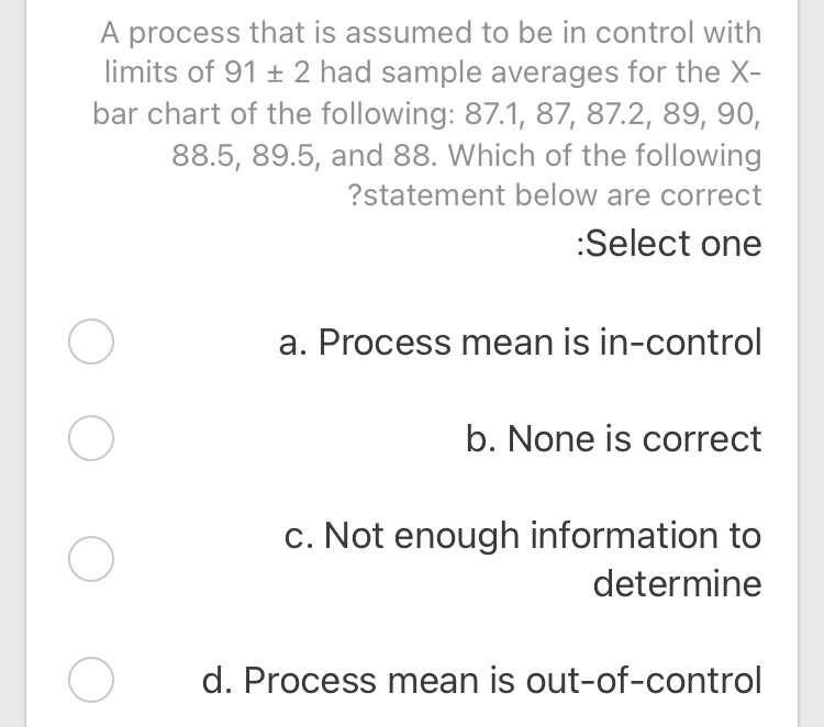 Solved A process that is assumed to be in control with | Chegg.com