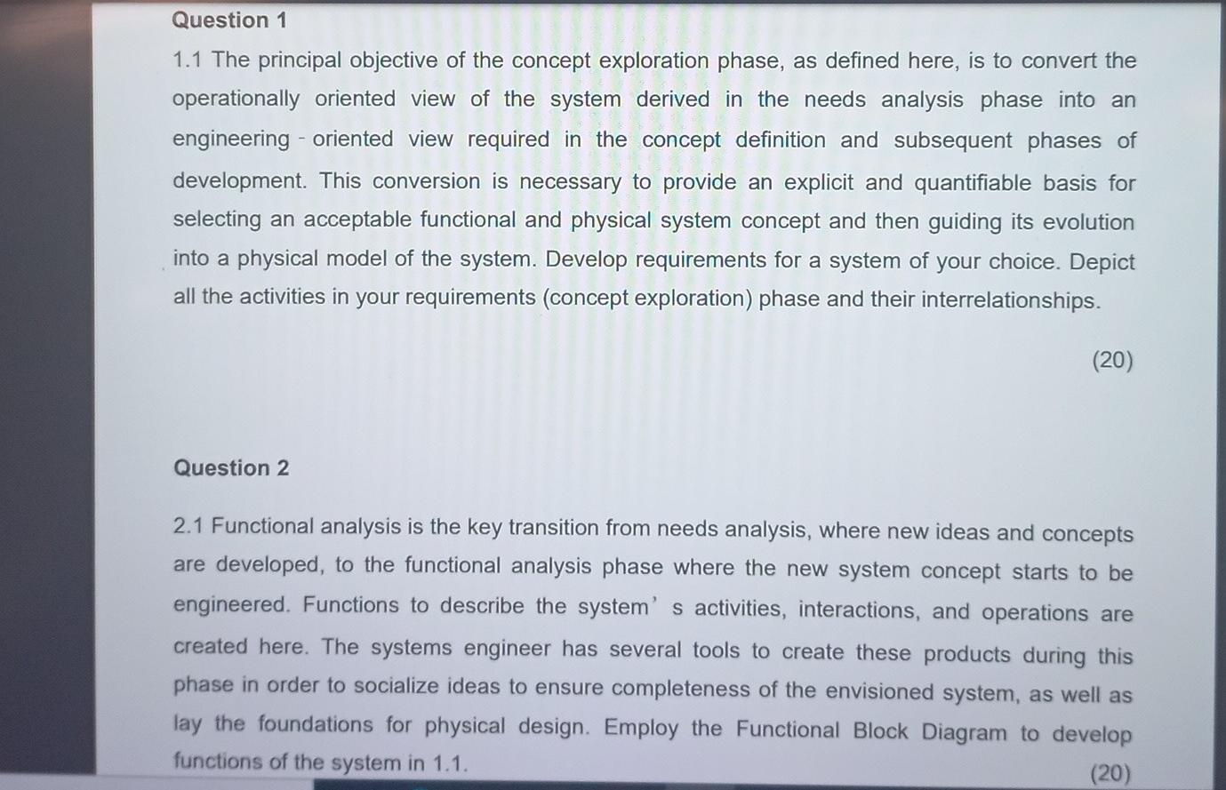 Solved Question 1 1.1 The principal objective of the concept | Chegg.com