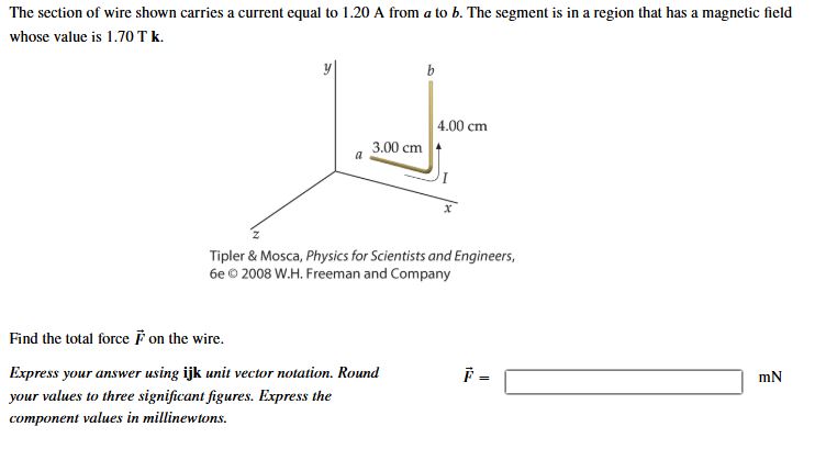 Solved The section of ﻿wire shown carries a current equal | Chegg.com