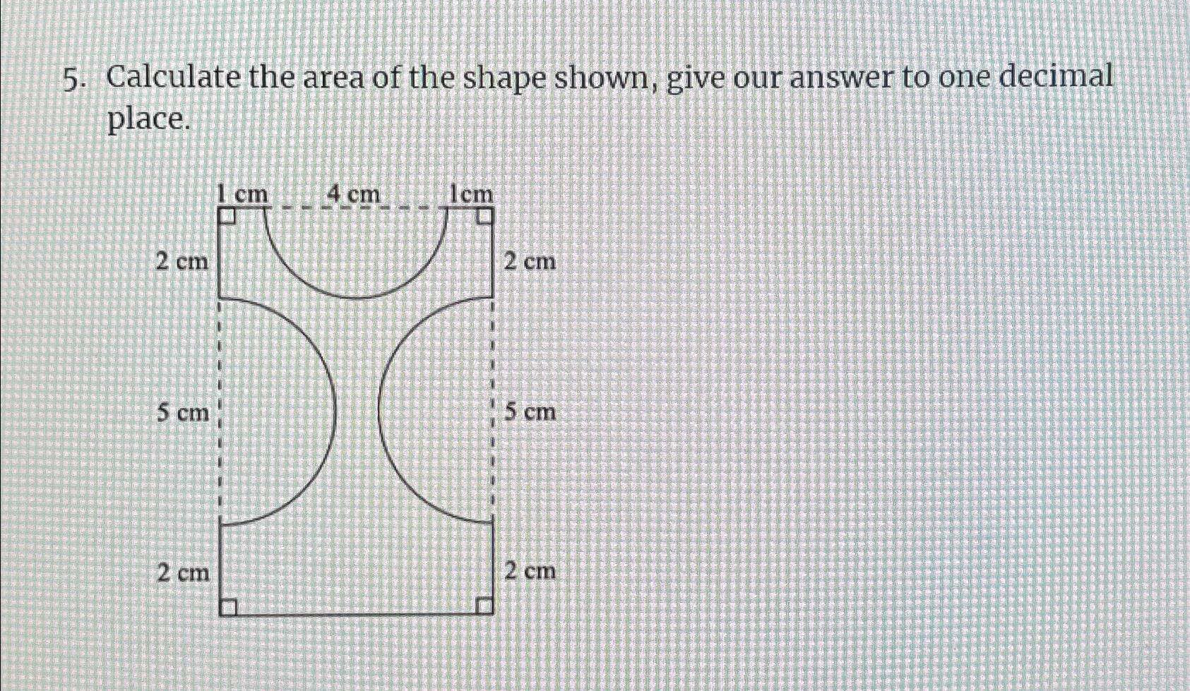 Solved Calculate the area of the shape shown, give our | Chegg.com
