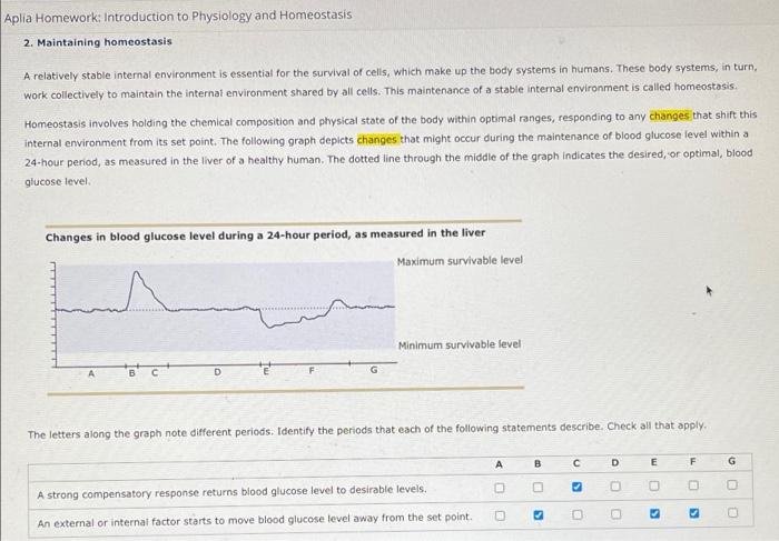 aplia homework introduction to physiology and homeostasis