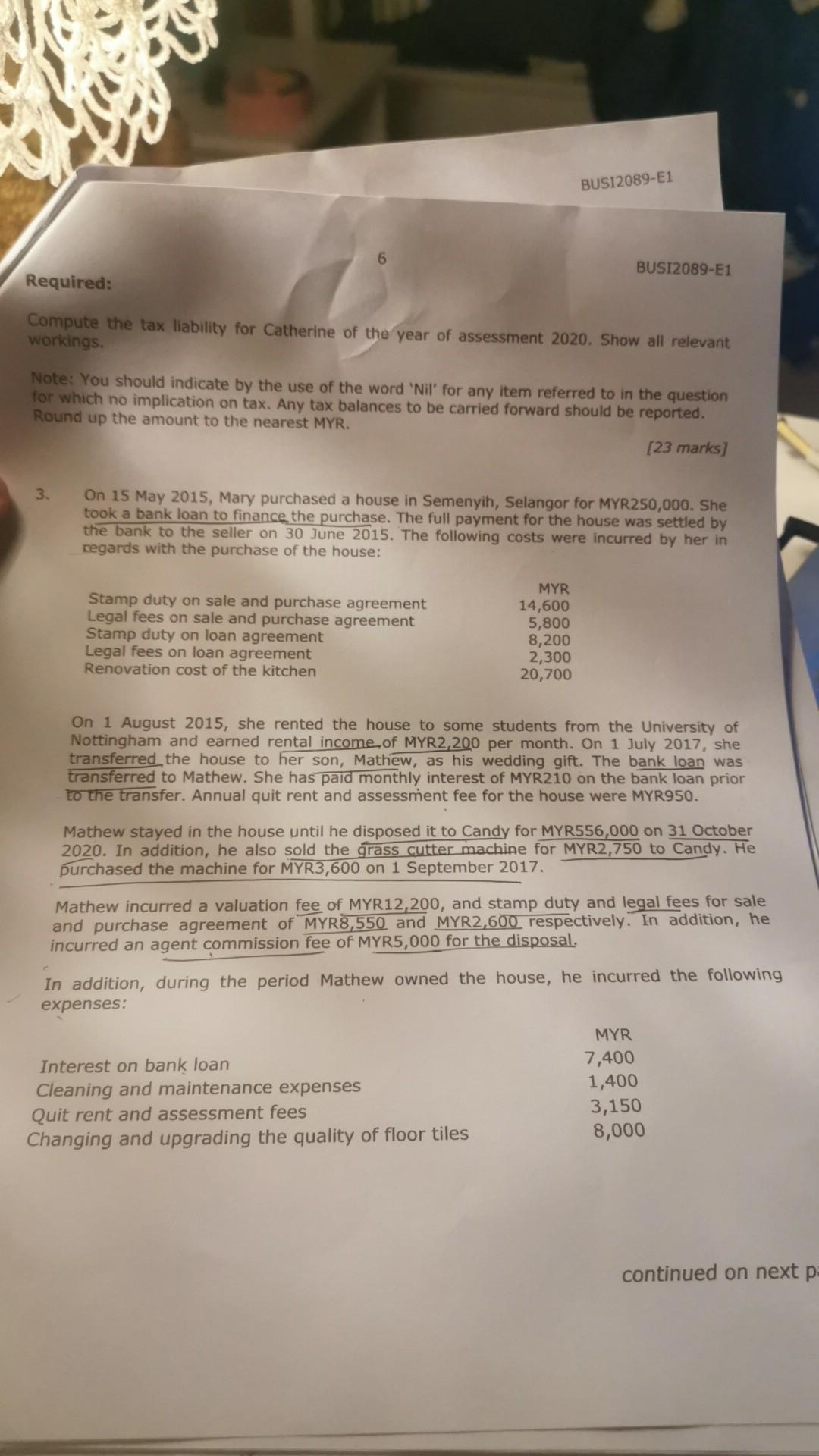 Busi2089 E1 6 Busi2089 E1 Required Compute The Tax Chegg Com