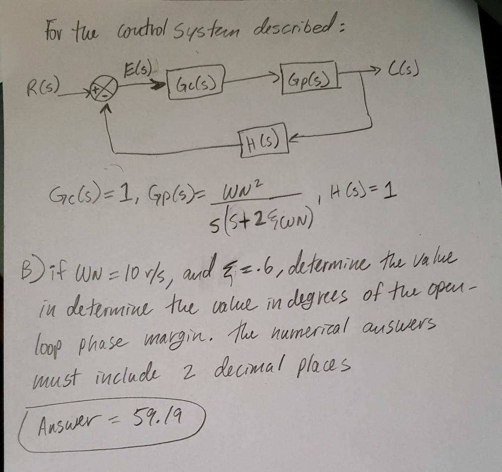 Solved Automatics control class please help with this | Chegg.com