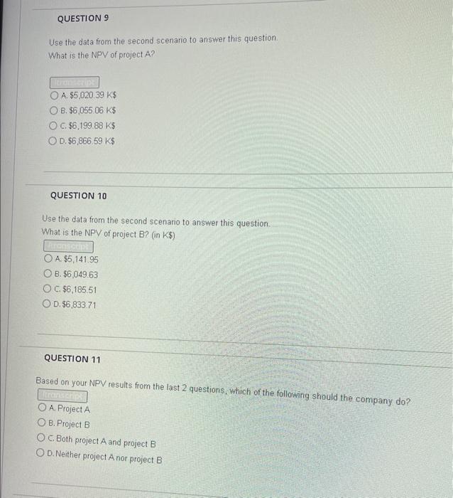Solved Part 2: Use the following information to answer | Chegg.com