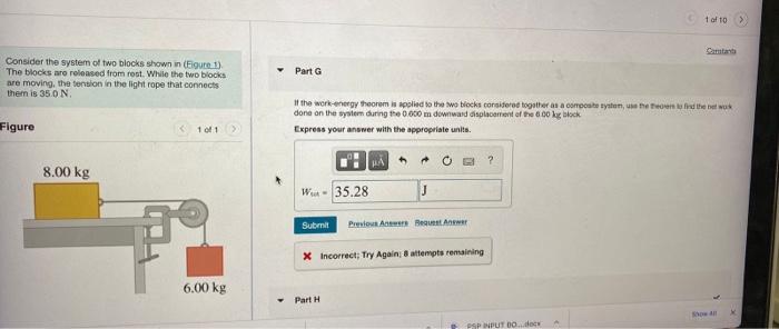 Solved Item 1 Part 1 Consider The System Of Two Blocks Shown | Chegg.com