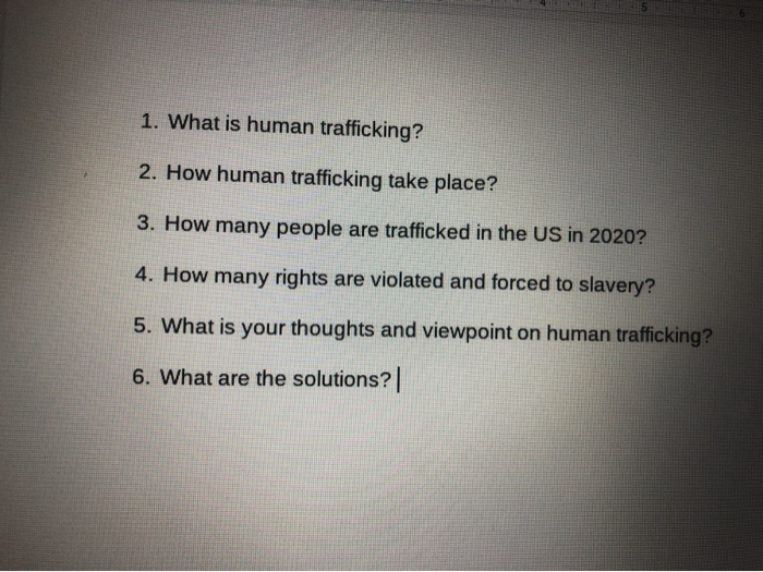 Solved 1 What Is Human Trafficking 2 How Human