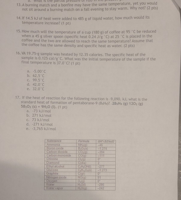 Solved What is the partidt pr 13.A burning match and a | Chegg.com