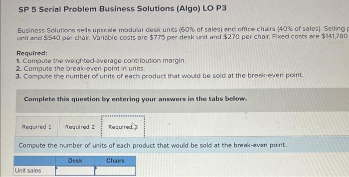 Solved SP 5 Serial Problem Business Solutions (Algo) LO P3 | Chegg.com