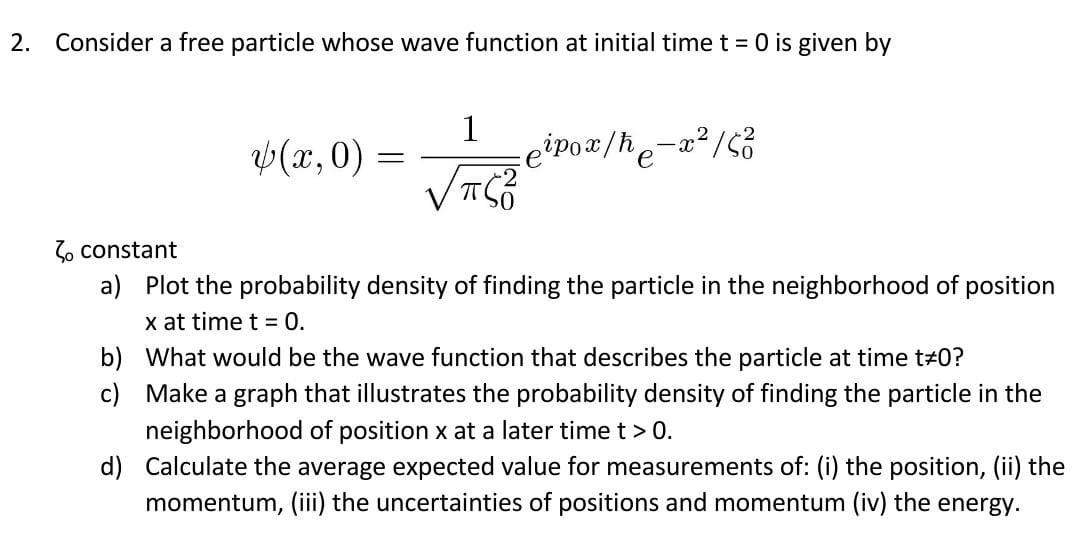 Consider A Free Particle Whose Wave Function At | Chegg.com