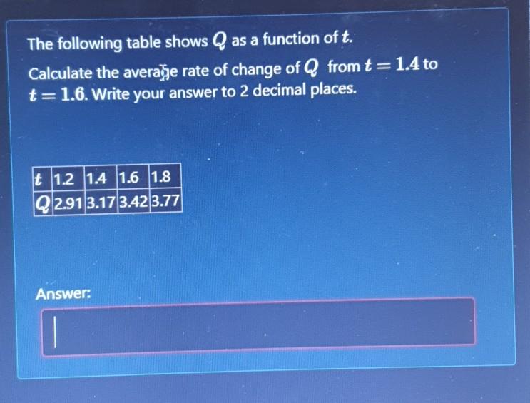 Solved The Following Table Shows Q As A Function Of T Ca Chegg Com