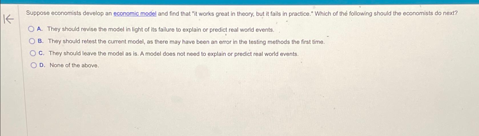 Solved Suppose economists develop an economic model and find | Chegg.com