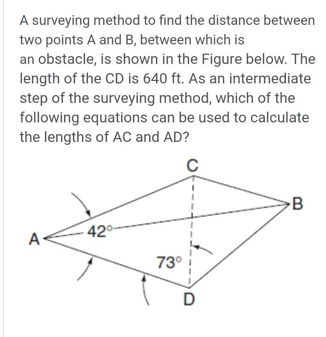 Solved A Surveying Method To Find The Distance Between Two | Chegg.com