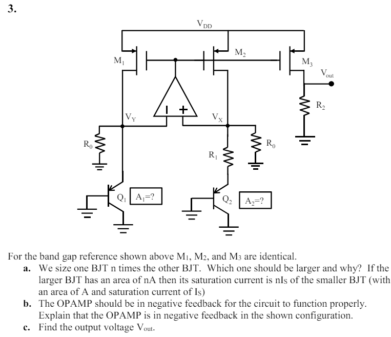 Solved CMOS Opamp bandgap reference circuit problemFor the | Chegg.com