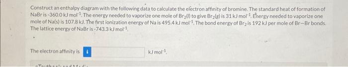 Solved Construct An Enthalpy Diagram With The Following Data | Chegg.com