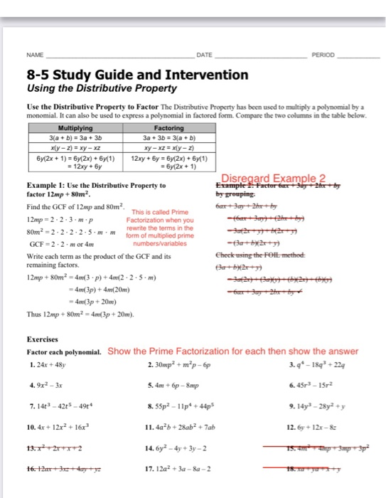 Name Date 8 5 Study Guide And Intervention Using The Chegg 