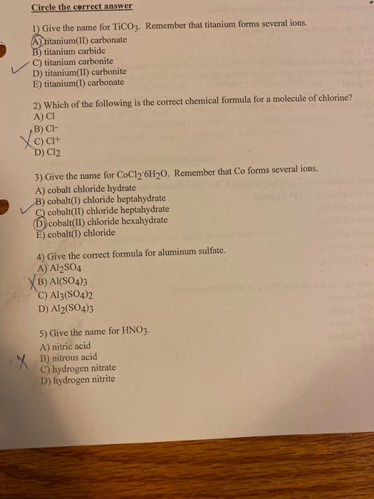 Solved Circle The Correct Answer 1) Give The Name For TiC