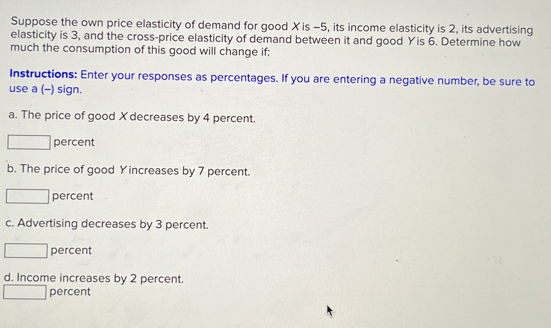 Solved Suppose the own price elasticity of demand for good x | Chegg.com