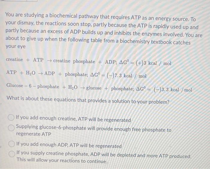 Solved You Are Studying A Biochemical Pathway That Requires | Chegg.com