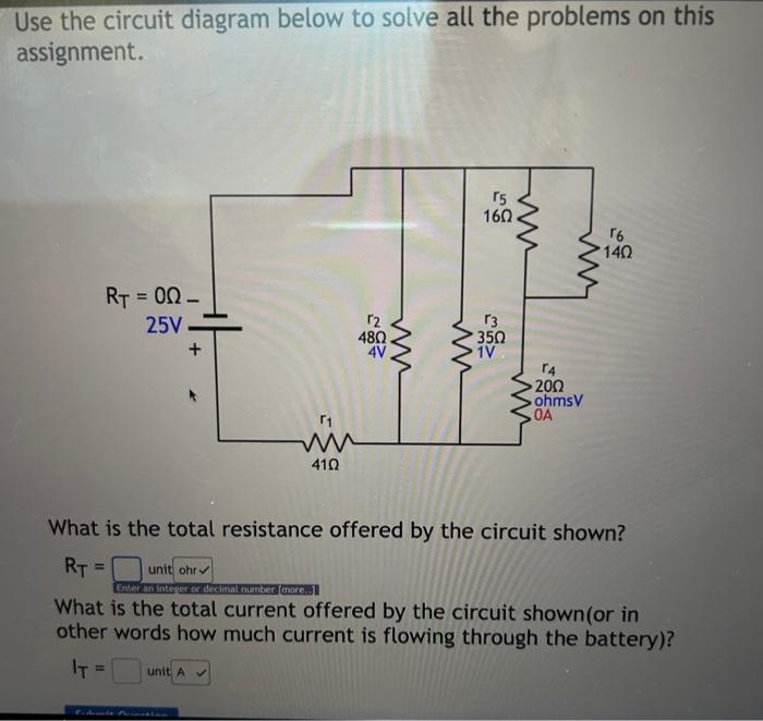 Solved Use the circuit diagram below to solve all the | Chegg.com
