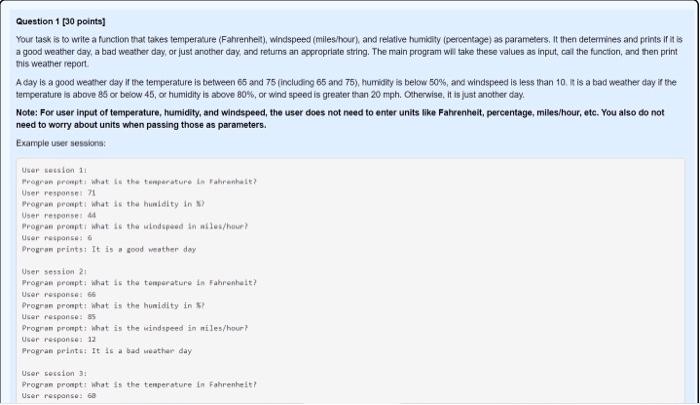 Solved Question 1 [30 points] Your task is to write a | Chegg.com