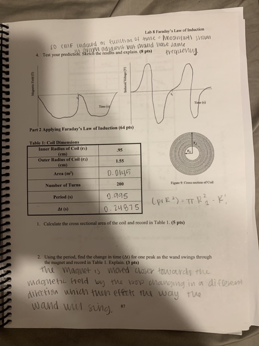 Solved Lab 8 Faraday's Law of Induction AQ=AX DB E=-NA DR St | Chegg.com