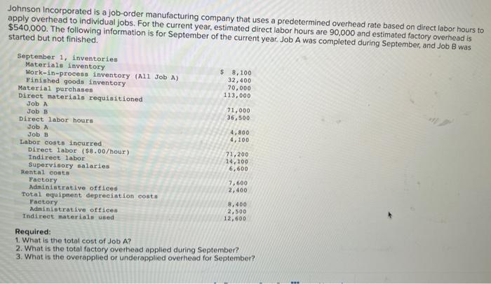 solved-johnson-incorporated-is-a-job-order-manufacturing-chegg