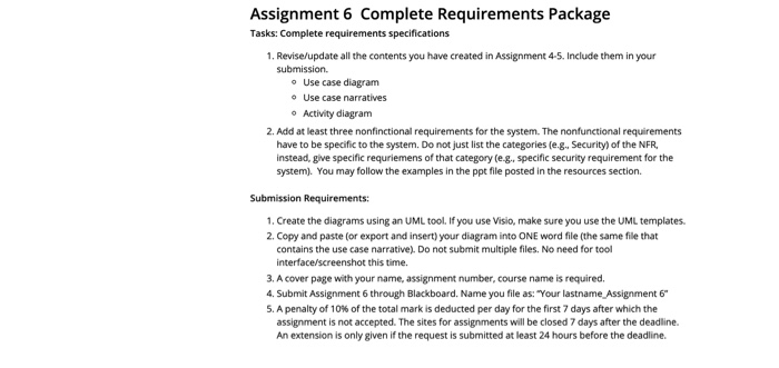 Assignment 6 Complete Requirements Package Tasks: | Chegg.com