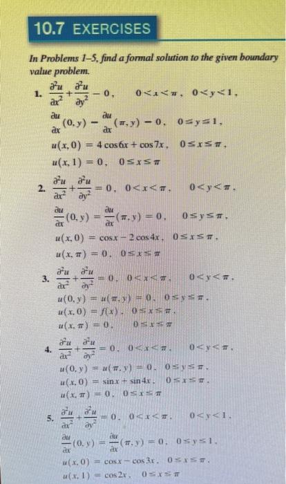 Solved 10.7 EXERCISES + - ch In Problems 1–5, find a formal | Chegg.com
