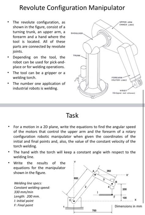 Revolute Configuration Manipulator UPPER ARM CINNER | Chegg.com