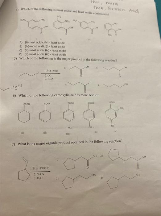 Solved A) (i)most acidic (lv) least acidic B) (iv)most