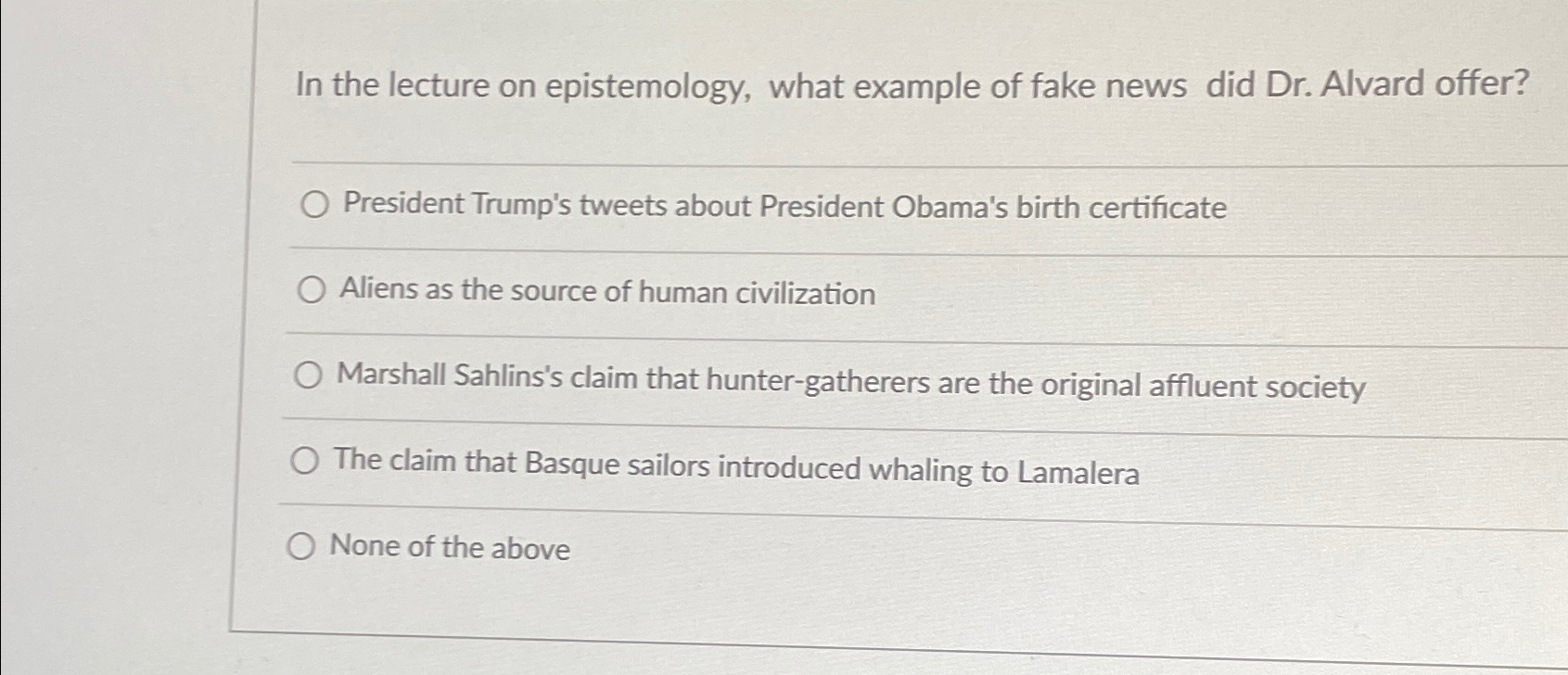 Solved In the lecture on epistemology, what example of fake | Chegg.com