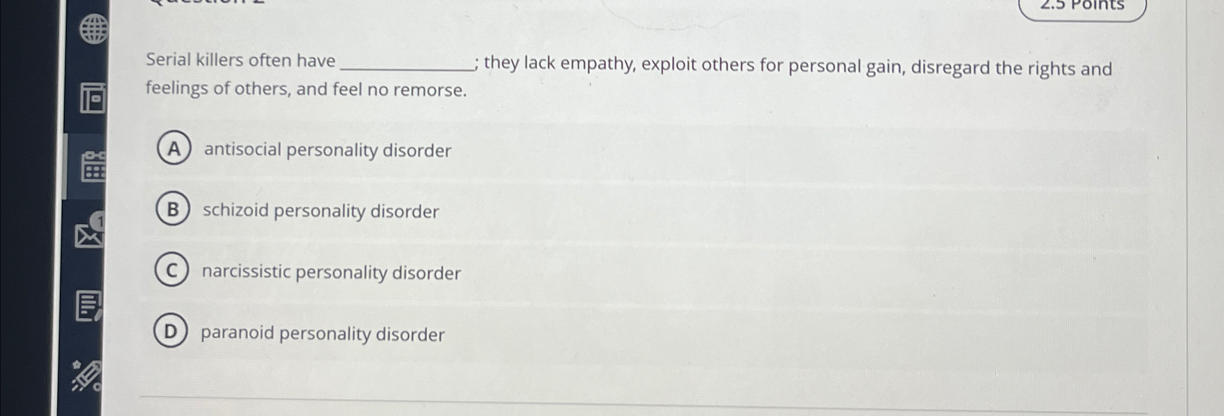 Solved Serial killers often have they lack empathy, exploit