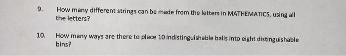 Solved 9. How many different strings can be made from the | Chegg.com