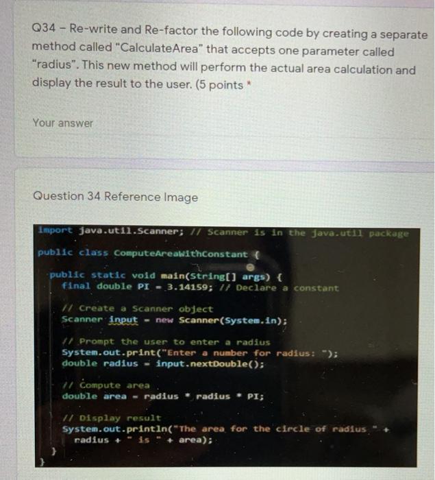 Solved Q34 - Re-write and Re-factor the following code by | Chegg.com