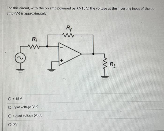 Solved For this circuit, with the op amp powered by +/−15 V, | Chegg.com