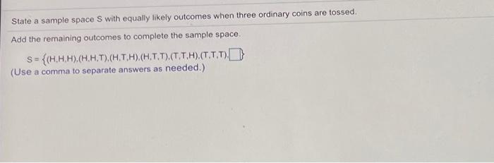Solved State a sample space S with equally likely outcomes | Chegg.com