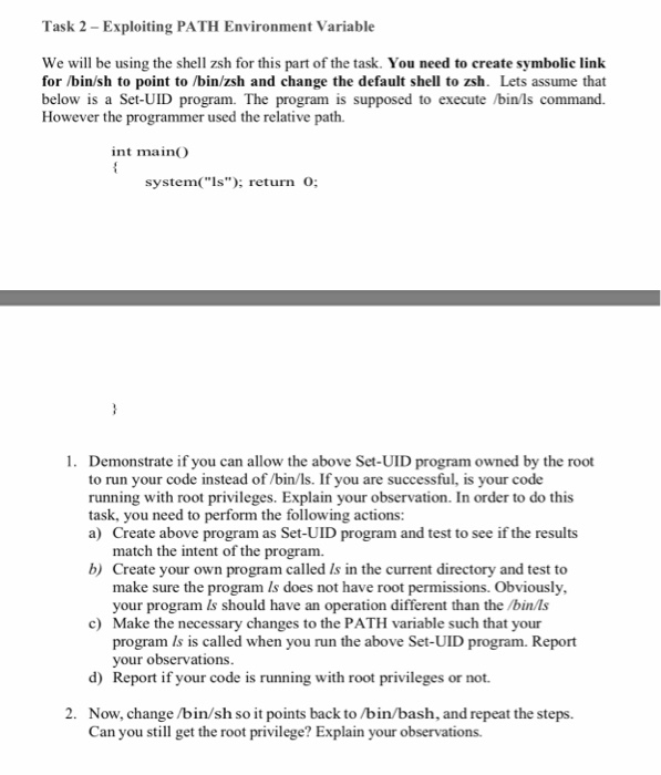 Task 2 Exploiting Path Environment Variable We Will Chegg Com