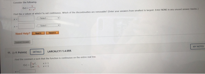 Solved Consider the following Find the x-values at which is | Chegg.com