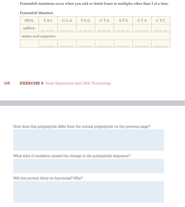 Solved Frameshift mutations occur when you add or delete