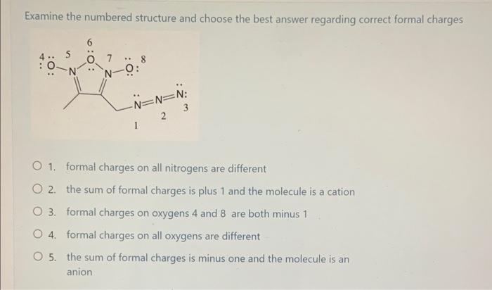 Solved Examine the numbered structure and choose the best | Chegg.com