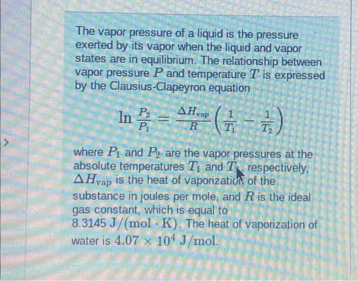 Solved The vapor pressure of a liquid is the pressure | Chegg.com