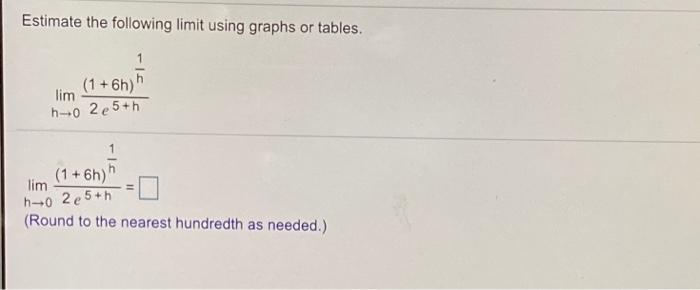 Solved Estimate the following limit using graphs or tables. | Chegg.com