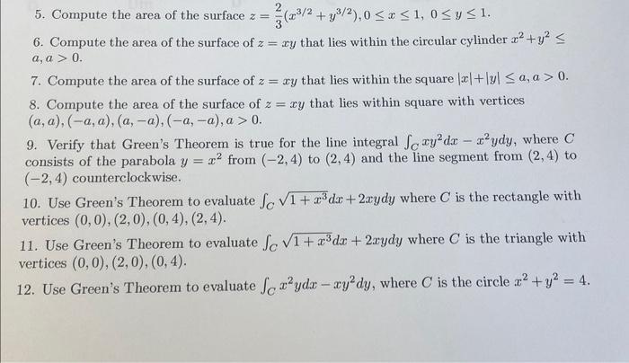 Solved 5. Compute the area of the surface | Chegg.com