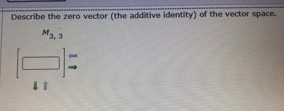 Solved Describe the zero vector (the additive identity) of | Chegg.com