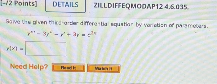 Solved Solve the given third-order differential equation by | Chegg.com