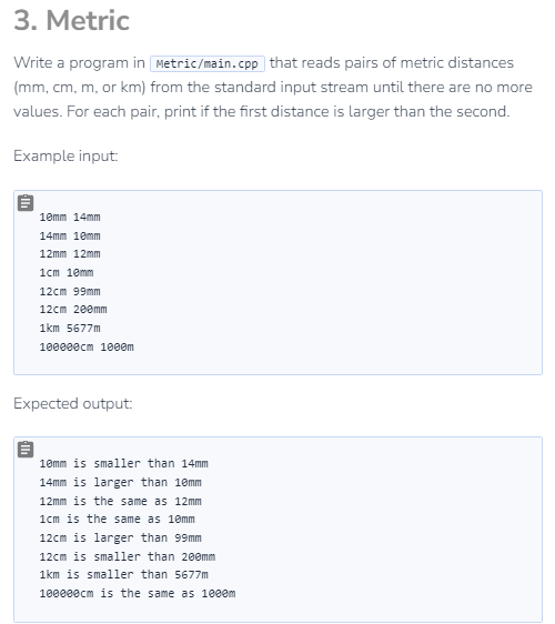 Solved (in C++) ﻿MetricWrite a program in Metric/main.cpp | Chegg.com