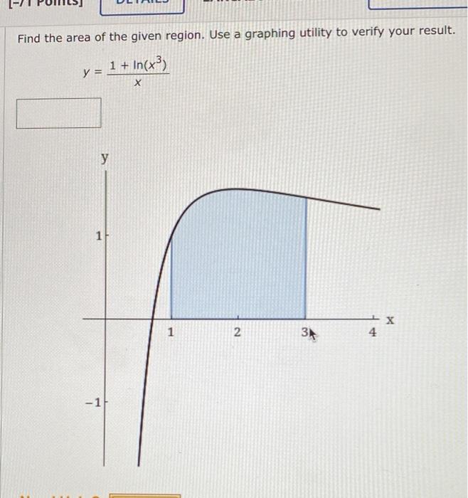 Solved Find the area of the given region. Use a graphing | Chegg.com
