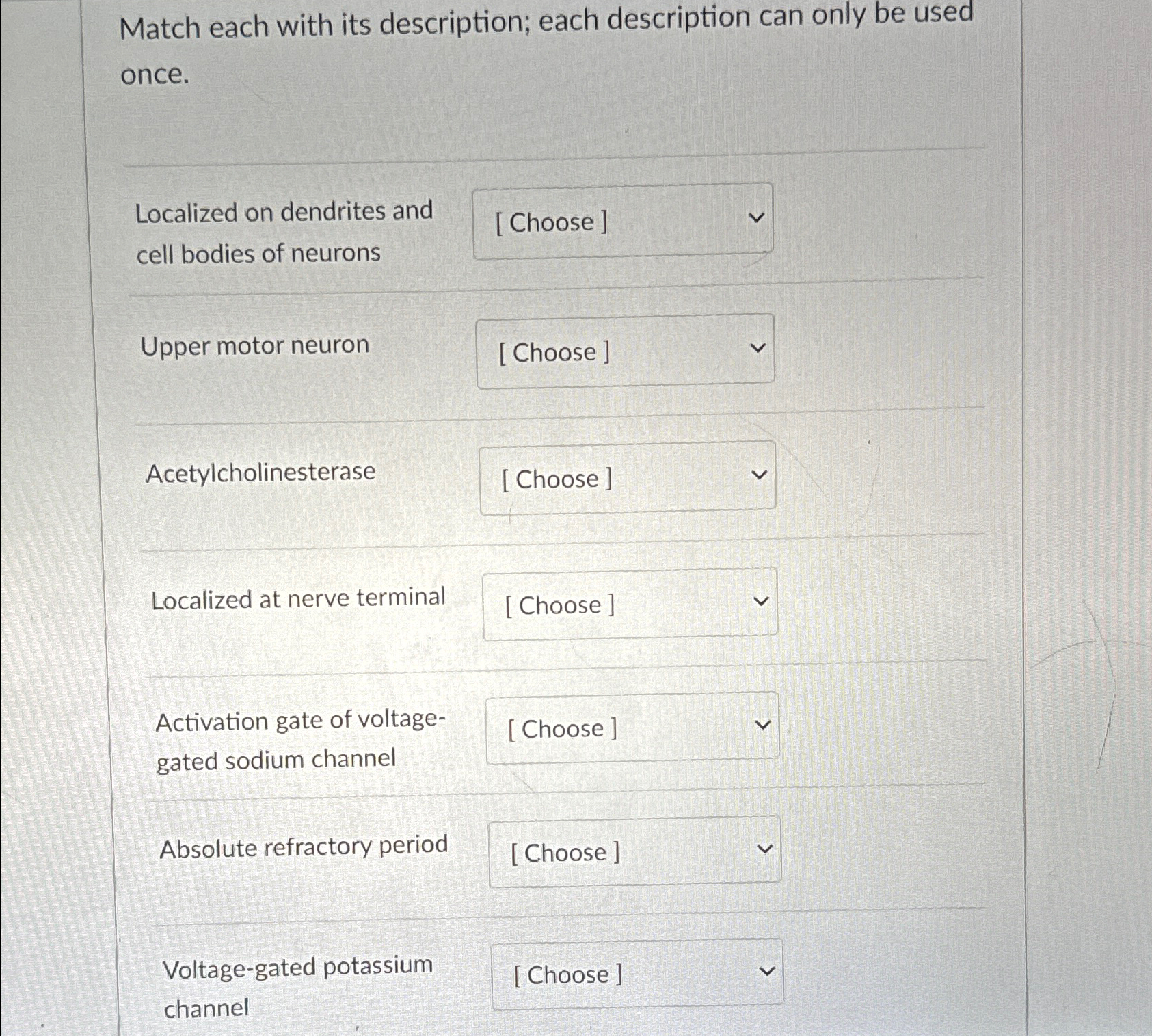 Solved Match each with its description; each description can | Chegg.com