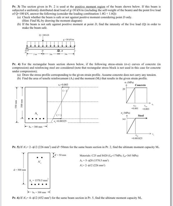 Pr. 1) For the rectangular beam section (